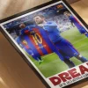 define aura with your name – fcb jersey held by goat messi