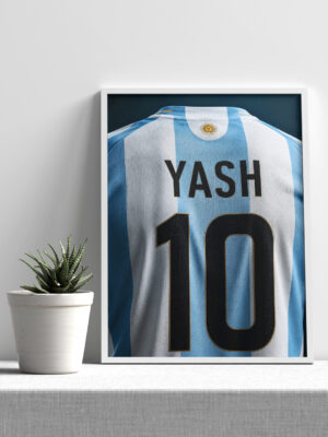 Custom Argentina Football Jersey Poster – Name & Number Edition