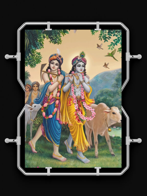 Shree Krisha Frame van 2 VRAJ DARSHAN - SHREE KRISHNA WITH THEIR FRIENDS POSTER FRAME