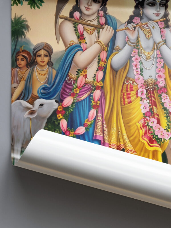 Shree Krisha Frame van 3 VRAJ DARSHAN - SHREE KRISHNA WITH THEIR FRIENDS POSTER FRAME