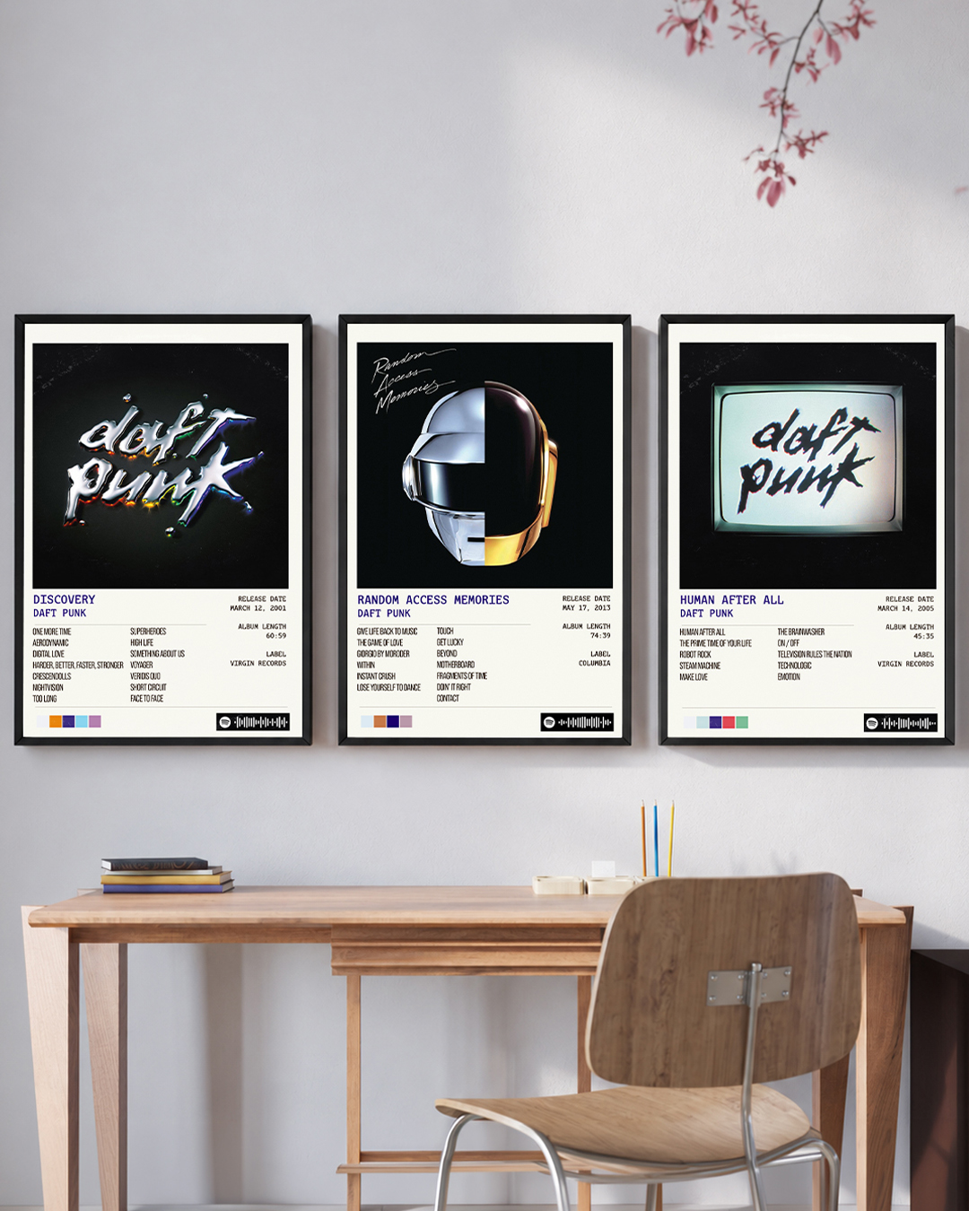 Three-frame poster set displayed together